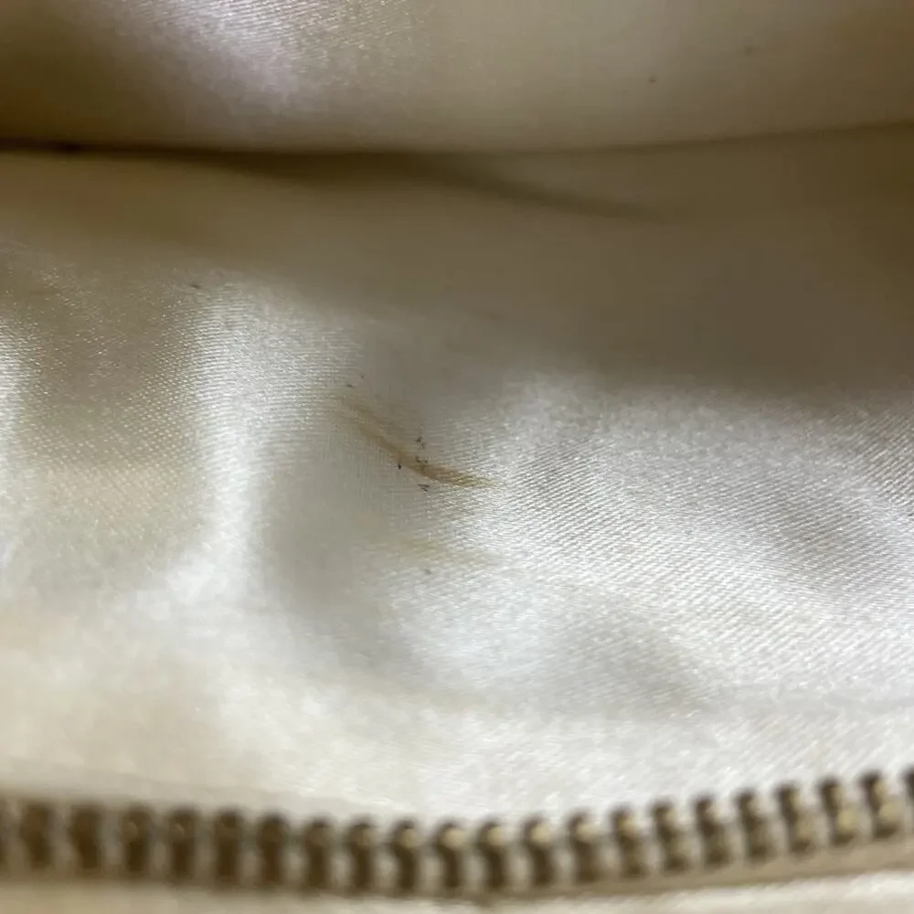 Vintage Ivory Beaded Clutch Purse Evening Bag Chevron Gold Accents